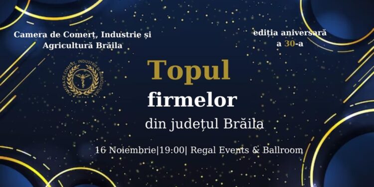 CCIA Brăila organizează pe 16 noiembrie cea de a XXX-a ediție a Topului Firmelor Brăilene
