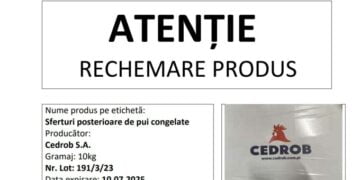 Carne de pui congelată contaminată cu Salmonella, retrasă din magazine. La Brăila a fost comercializată de Selgros