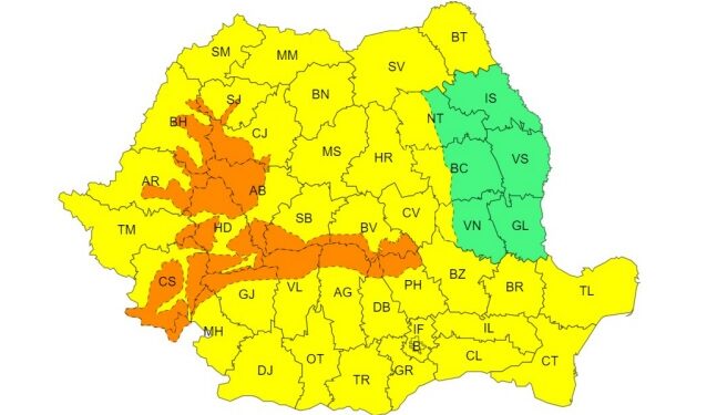 Avertizare de vânt puternic până duminică dimineață, la ora 3