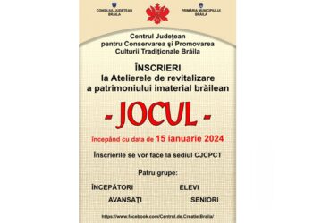 Centrul de Creație Brăila face înscrieri pentru Atelierele de revitalizare a patrimoniului imaterial Jocul