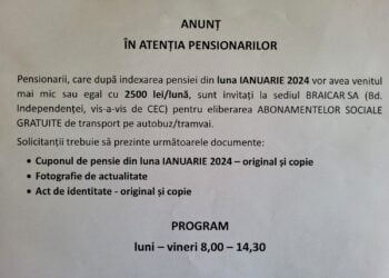 În atenția pensionarilor! Abonamente gratuite pentru pensionarii cu venituri mai mici de 2500 lei