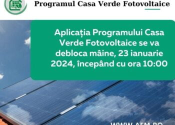 Aplicația Programului Casa Verde Fotovoltaice se va debloca marți, 23 ianuarie, la ora 10.00