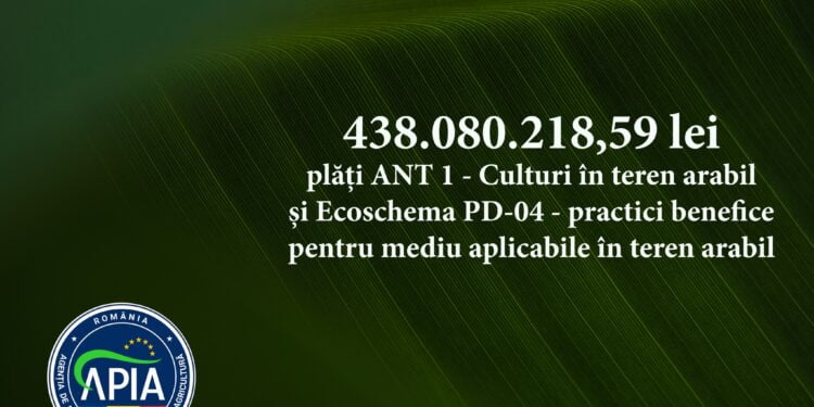 Peste 438 milioane lei ajung în conturile beneficiarilor de ANT – sector vegetal și înverzire PD – 04, Campania 2023