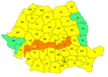 ANM a emis o avertizare cod galben de vânt pentru luni, 5 februarie
