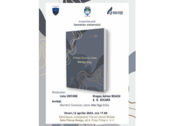 Antologia Cenaclului Literar Alter Ego Brăila va fi lansată vineri, 12 aprilie