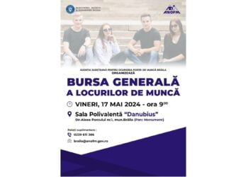 Pentru brăilenii interesați să-și găsească o slujbă: pe 17 mai se va desfășura Bursa generală a locurilor de muncă