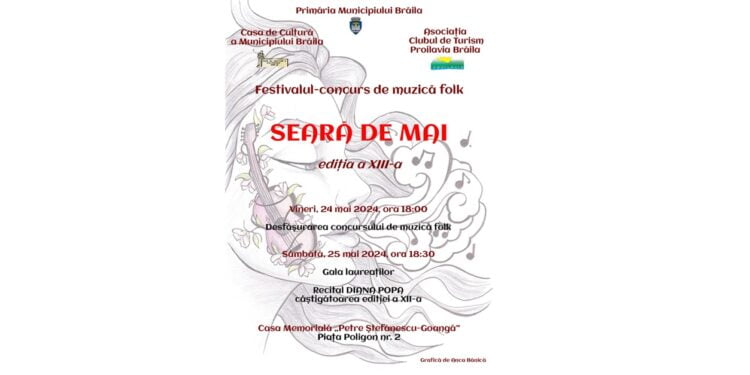 Propunere de week-end pentru brăilenii iubitori de folk: Festivalul Concurs de Muzică Folk „Seară de Mai”