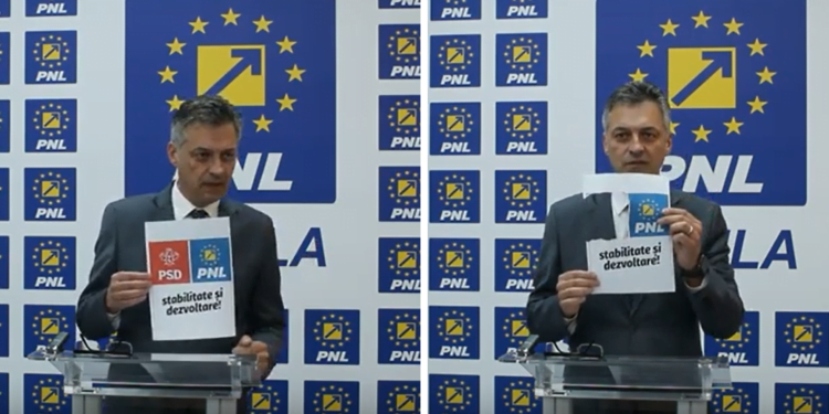 Cătălin Canciu, gest tranșant cu un afiș al alianței PSD-PNL: „La Brăila mergem doar pe galben și pe albastru”