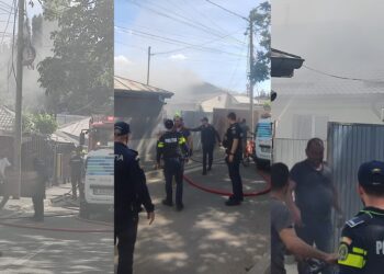 Forțe masive deplasate pentru stingerea unui incendiu la locuințe de pe str. Astrului, din municipiul Brăila