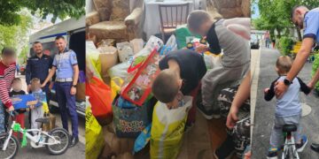 Polițiștii s-au mobilizat și au oferit daruri în hăinuțe, alimente, jucării, bani, dar și abonament la un curs de înot, o programare la un control stomatologic pentru doi frați gemeni, crescuți doar de tată