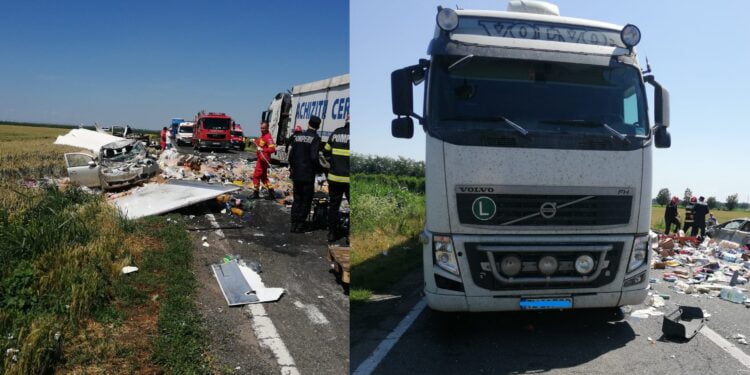 Patru autovehicule implicate într-un accident pe DN2B, între localitățile Oprișănești și Silistraru