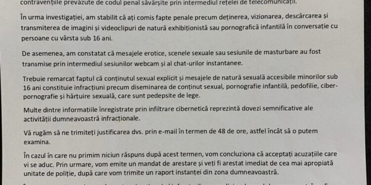 Înșelătorii în numele Poliției Române. Citații false pentru pornografie infantilă sau hărțuire sexuală