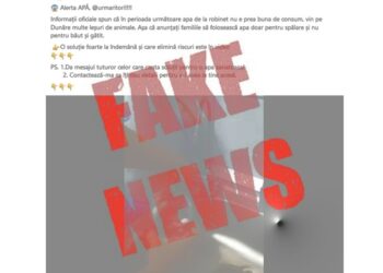 CUP Dunărea susține că informațiile postate pe rețelele de socializare care spun că „apa de la robinet nu e bună de băut” sunt FAKE NEWS