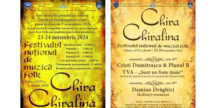 Se fac înscrieri la Festivalului Național de Muzică Folk „Chira Chiralina”