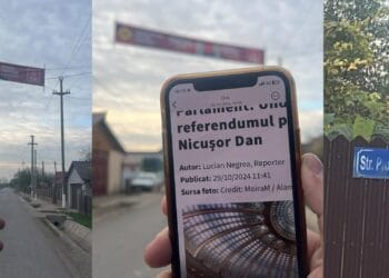 Banner cu candidatul PSD la prezidențiale tronează și în campania electorală pe stâlpii din comuna Viziru