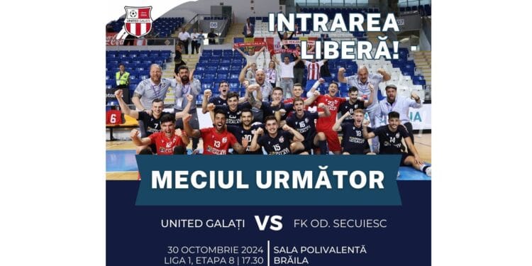Meci de Liga 1 la futsal în Sala Polivalentă din Brăila