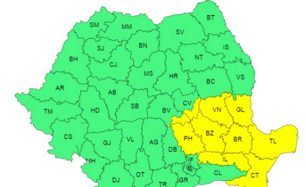 Avertizare meteo de intensificări ale vântului, precipitații moderate cantitativ, răcire a vremii