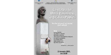 Recitare de poezii în Grădina Publică din Brăila, la statuia lui Mihai Eminescu  