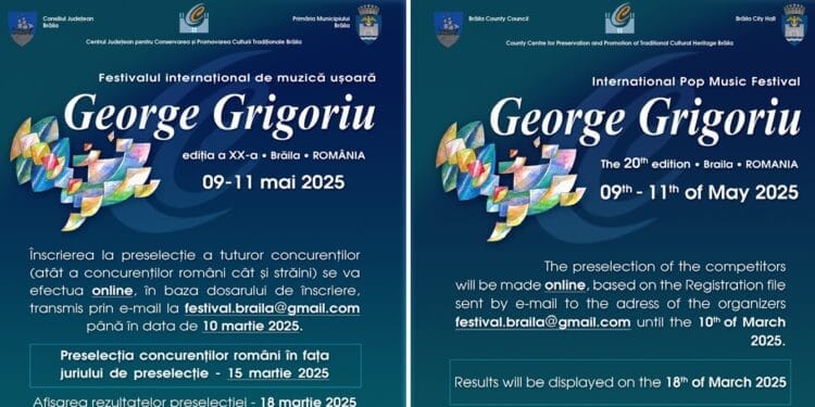 Se fac înscrieri la Festivalul Internațional de Muzică Ușoară „George Grigoriu”