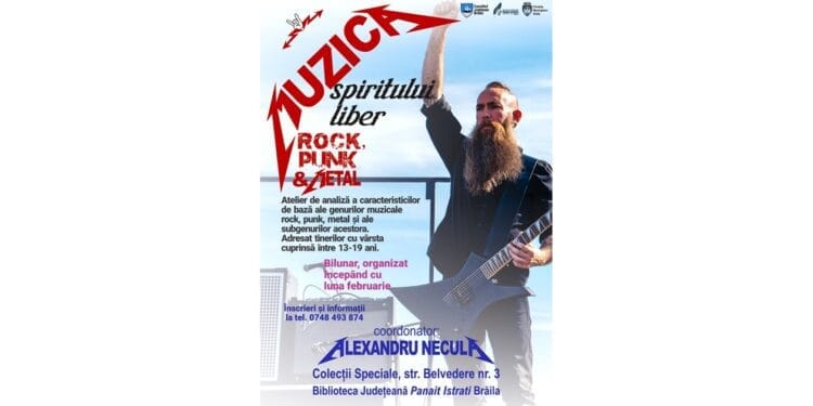 Atelierul Muzica spiritului liber – ROCK, PUNK & METAL reîncepe din februarie la Biblioteca Județeană „Panait Istrati”