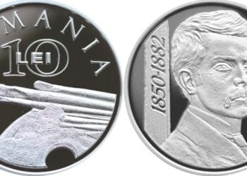 monedă din argint cu tema 175 de ani de la nașterea lui Ioan Andreescu