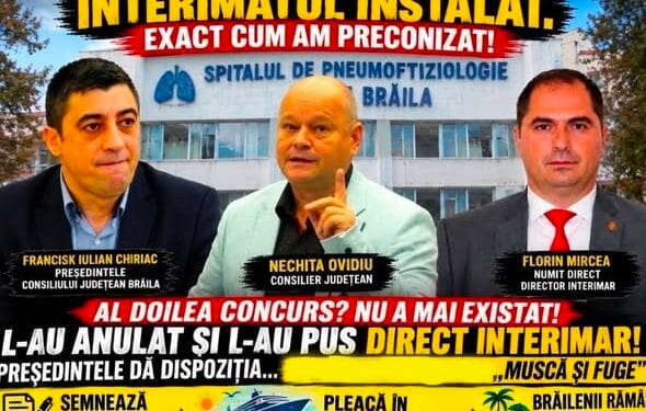 Clanul PSD Brăila nu se dezminte, a anulat concursul de la Spitalul de Pneumoftiziologie (TBC), instalându-l pe ex deputatul PSD Mircea Florin