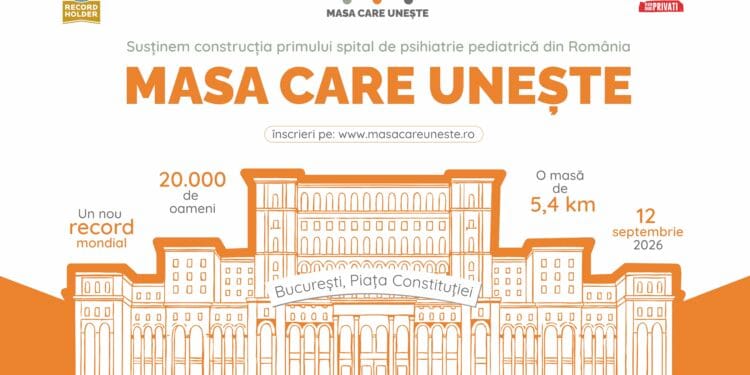 „Masa Care Unește” vrea să adune în București 20.000 de oameni la o masă de 5,5 kilometri, pentru un loc în Guinness World Records