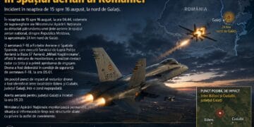 O dronă care a pătruns în spațiul aerian al României a fost doborâtă de un avion F-18 spaniol, în județul Galați