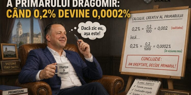 Matematica de fotoliu a primarului Dragomir: Când 0,2% devine 0,0002% pe spatele banului public