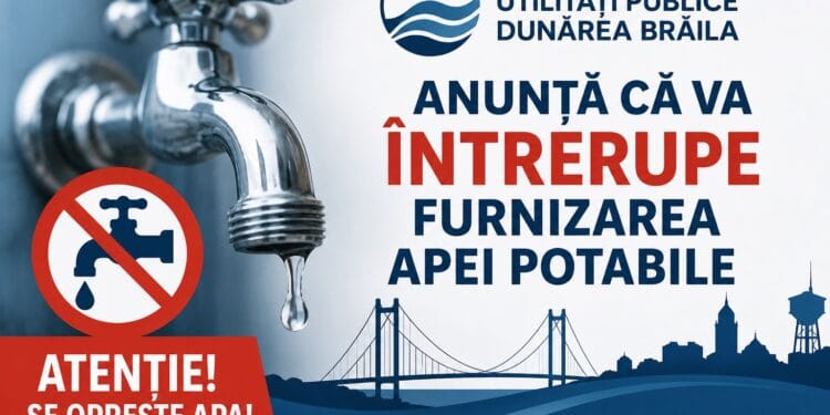 Atenție, brăileni! Se oprește apa vineri într-o zonă importantă din municipiul. Vezi perimetrul afectat