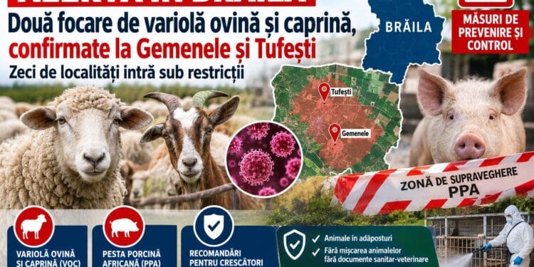 Două focare de variolă ovină și caprină confirmate în Brăila. Ce restricții s-au impus
