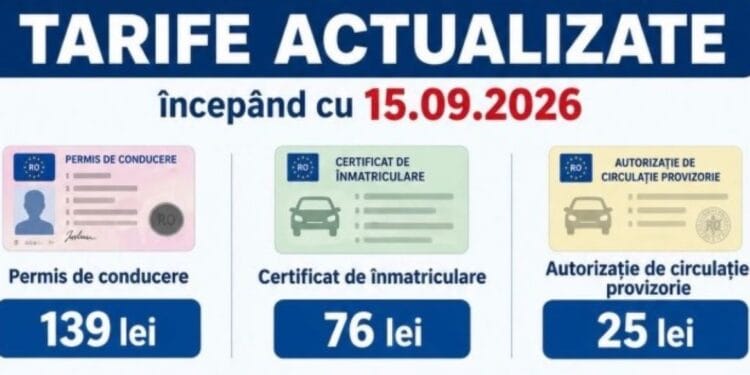 Actualizarea tarifelor pentru emiterea permisului de conducere, a certificatului de înmatriculare și a autorizației de circulație provizorie